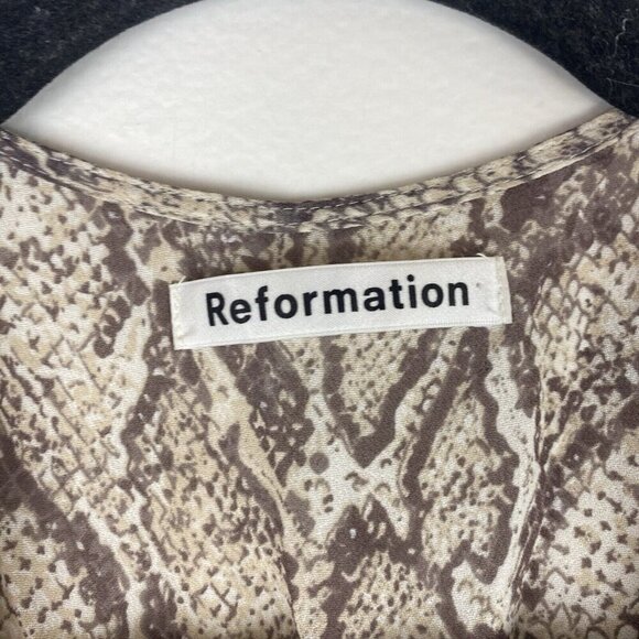 Reformation Women's Snakeskin Print Short Sleeve Wrap Dress Size XS Mini Monica - Picture 2 of 10